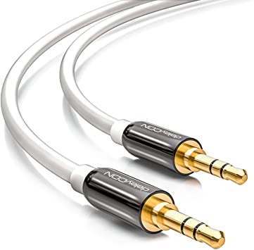 deleyCON 7.5m (24.61 ft.) Jack Cable 3.5mm AUX Cable Stereo Audio Cable Jack Plug Straight for PC Laptop Phone Smartphone Tablet Car HiFi Receiver - White