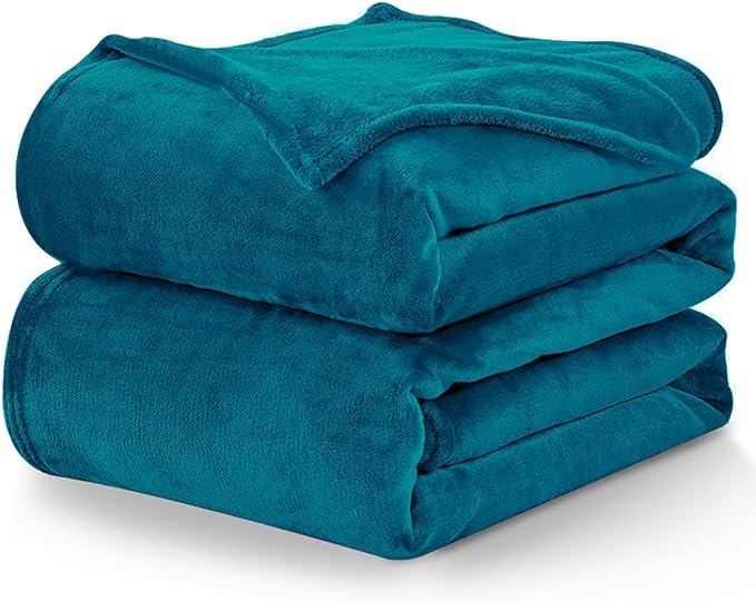 CozyLux Fleece Throw Blanket for Couch Teal- 300GSM Soft Lightweight Cozy Plush Fuzzy Microfiber Flannel Blankets for Travel Camping Chair and Sofa, 50x60 inches