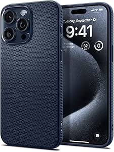 Spigen Case for iPhone 15 Pro Max Case, Liquid Air Designed for Apple iPhone 15 Pro Max Case - Navy Blue