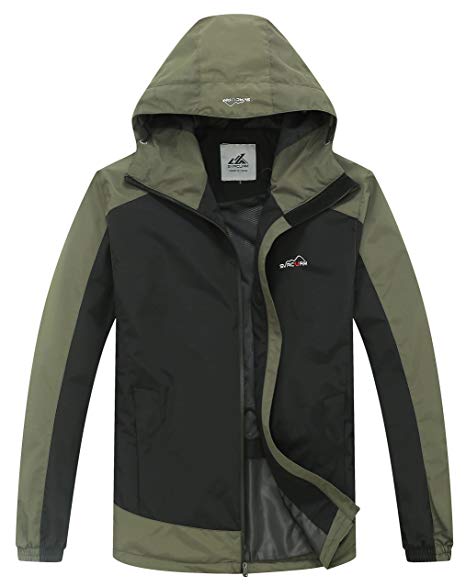 svacuam Men's Rain Coat Outdoor Waterproof Hooded Rainwear
