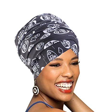 Easy Wearing African Head Wrap,Long Scarf Turban Shawl Hair Bohemian Headwrap