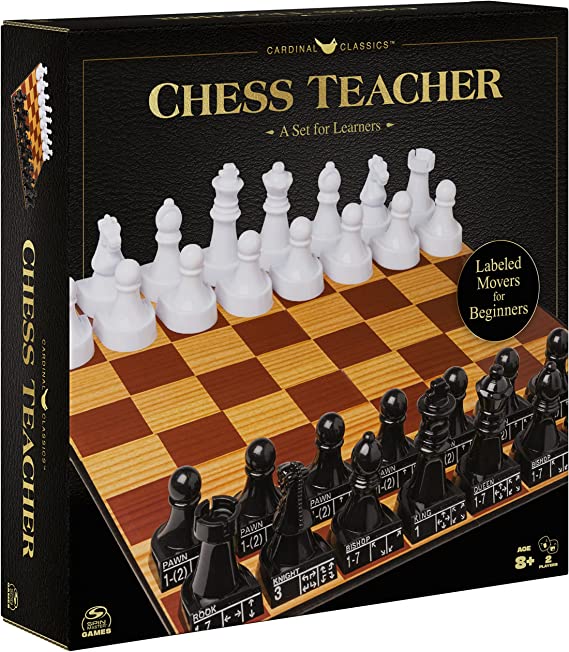 Spin Master Games Cardinal Classics, Chess Teacher Strategy Board Game for Beginners Learners Labeled Movers 2-Player Easy Chess Set, for Adults and Kids Ages 8 and Up