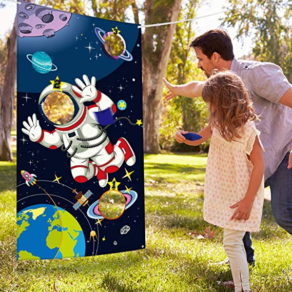 Blulu Space Birthday Party Supplies,Space Game Birthday Party Astronaut Toy, Astronaut Toss Games Sets for Kids and Adults in Solar System Party Activities