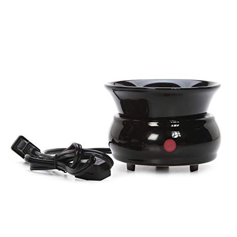 Hosley Black Ceramic Electric Fragrance Candle Wax Warmer. Ideal for Spa and Aromatherapy. Use Brand Wax Melts Cubes Essential Oils and Fragrance Oils. W5