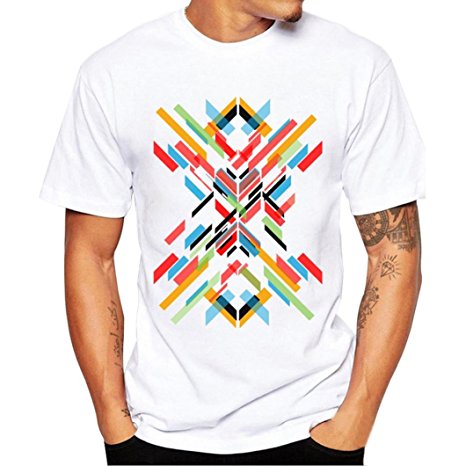 Men's T-Shirt Graphic Bokeley Short Sleeve Crew Neck Tees White