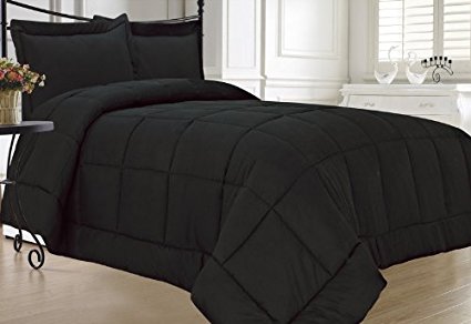 Elegant Comfort Luxury Down Alternative Over-Filled Comforter/Duvet Cover Insert Hypoallergenic, Twin, Black