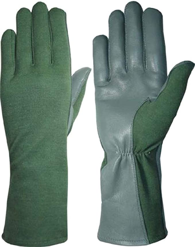Hank's Surplus Military Style Nomex Pilot Flight Flame and Heat Resistant Leather Gloves