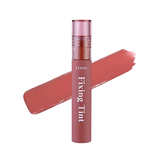 ETUDE Fixing Tint #12 Salmon Brick | Long Lasting High Pigmented Liquid Lipstick |Waterproof Lightweight Matte Finish Lip Stain| Full Coverage