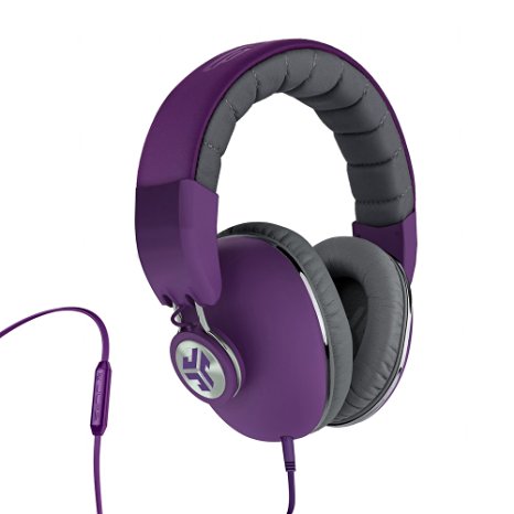 JLab Audio Bombora Over-Ear Headphones with Universal Mic, Matte Purple/Gray