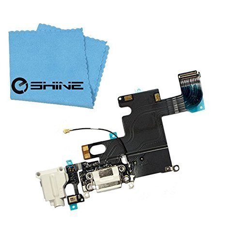 EShine™ Iphone 6 4.7 Charging Port Dock Connector Headphone Jack Flex Cable, Microphone replacement   EShine™ Cloth (White)