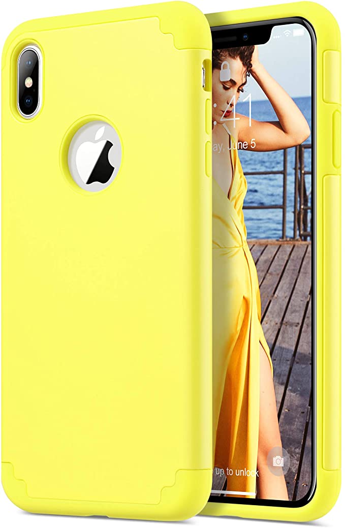 ULAK iPhone XS Max Case, Slim Fit Hybrid Hard PC Back Cover with Shock Absorption Soft Silicone Bumper Anti Scratch Protective Phone Case for iPhone Xs Max 6.5 inch, Yellow