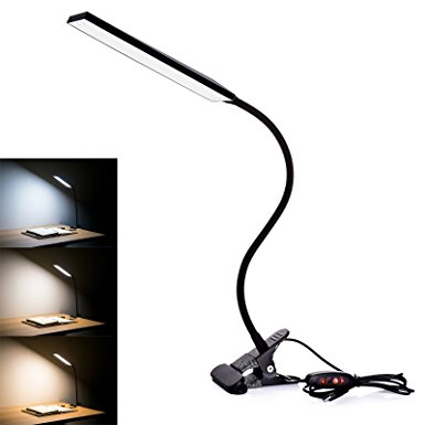 RAOYI LED Desk Lamp, Flexible Gooseneck Eye-caring Table Lamps, Easy Clip On Dimmable Office Lamp with 48 LEDS, 3 Color modes with 14 Brightness Levels, 5W USB Reading light, Black