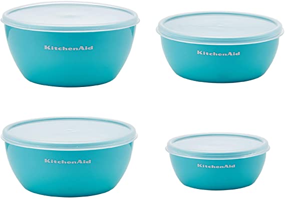 KitchenAid Classic Prep Bowls with Lids, Set of 4, Aqua Sky