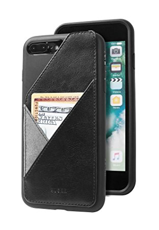 iPhone 7 Plus Slim Leather Wallet Case - Up to 8 Cards Plus Cash - Quickdraw by HUSKK - [QDPH7PB] - Top Grain Leather Black