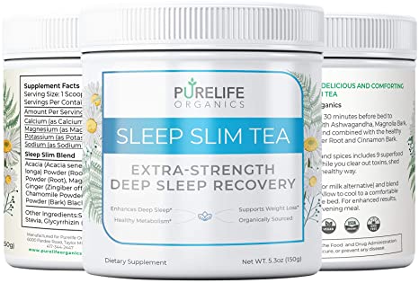 PureLife Organics - Sleep Slim Tea - Deep Sleep Recovery - 5.3 oz. - Eliminate Late Night Cravings, Experience More Restful Sleep, Increase Metabolism Naturally