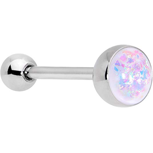 Body Candy Steel Iridescent Paw Print Heart Industrial Barbell Piercing 14 Gauge 38mm