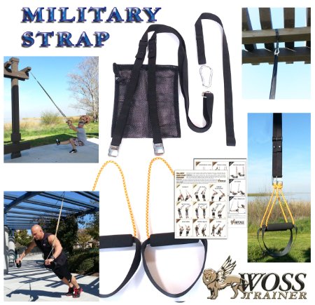 WOSS Military Strap Trainer Black with Built-In Door Anchor Made in USA