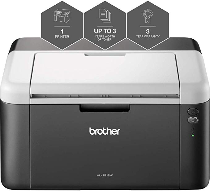 Brother HL-1212W A4 Mono Laser Printer, All In Box Bundle, Wireless and PC Connected, Print, Up to 3 Years’ Worth of Printing