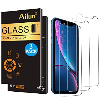 AILUN Screen Protector Compatible iPhone XR (6.1inch 2018 Release),[3 Pack],0.33mm Tempered Glass, Compatible iPhone XR (6.1inch 2018 Release),Anti-Scratch,Case Friendly,Siania Retail Package