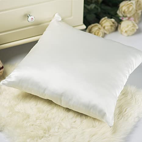 Tim & Tina Silk Satin Square Decorative Throw Pillow Case Cushion Cover (18" x 18", Ivory)