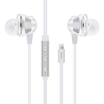Hoco L1 Pure HIFI Sound Lightning Wire Earphone - Apple MFI Certified, Volume Control With Microphone Earbuds/Headset/Headphone, All Lightning Connection Interface (White)