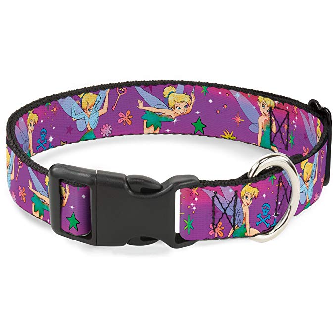 Buckle-Down Breakaway Cat Collar - Tinker Bell Poses/Flowers/Stars/Skull Purple