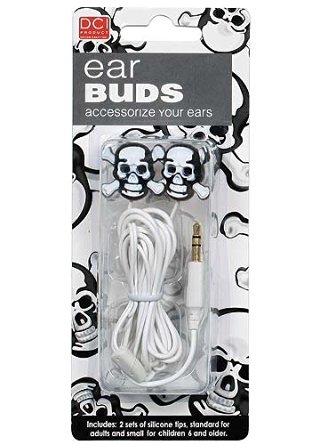 DCI 18213 Skull Earbuds - Retail Packaging - Black/White