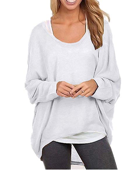 ZANZEA Women's Batwing Sleeve Off Shoulder Loose Oversized Baggy Tops Sweater Pullover Casual Blouse T-Shirt