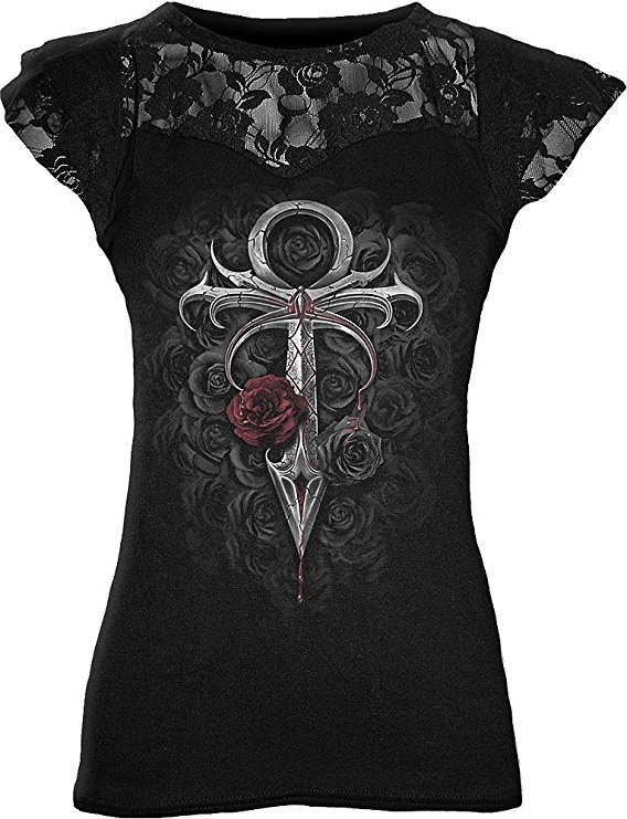Spiral - Womens - VAMPIRE'S KISS - Lace Layered Cap Sleeve Top Black
