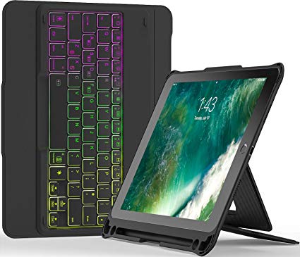 Inateck Keyboard Case compatible with iPad 9.7“, DIY Backlight Detachable Bluetooth Keyboard, UK Keyboard Layout, KB02004