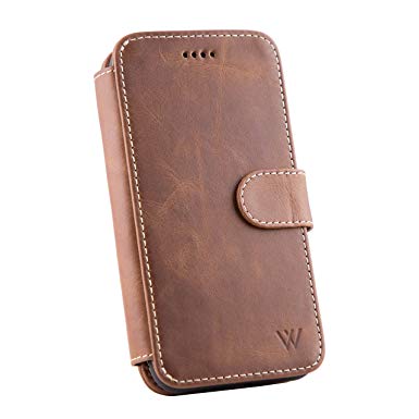 Wilken iPhone Xs Max Leather Wallet with Detachable Phone Case | Wireless Charging Compatible | Top Grain Cowhide Leather | (Brown, XS Max)