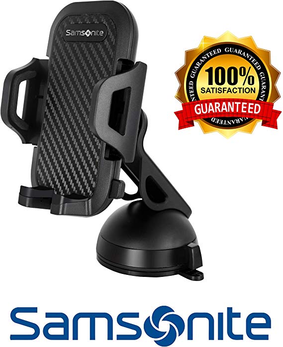 Samsonite SA5964 \ Phone Holder for Car \ Use on Dashboard or Windshield \ Works with or without Case \ Universal - Compatible with All Phones and Cars