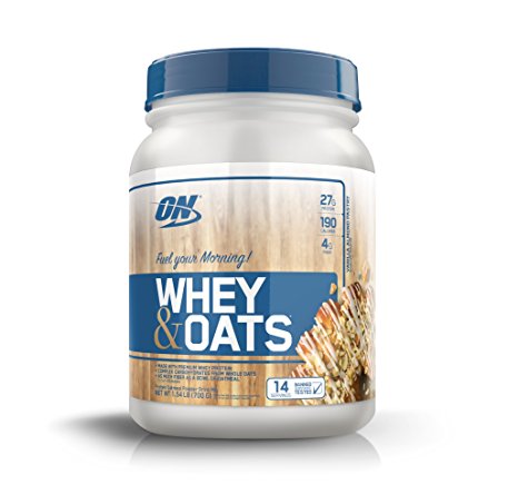 Optimum Nutrition Whey & Oats Protein Powder, Breakfast or Anytime Meal Replacement Shake, Vanilla Almond Pastry, 14 Servings