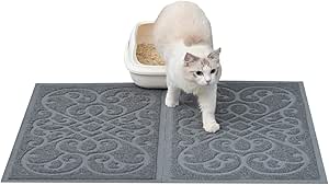 PetLike 2pk Cat Litter Mat, Thick Litter Trapping Mat, Durable Litter Box Mat Waterproof, Indoor Mat Washable Mats with Non-Slip Backing, Soft on Kitty Paws and Easy to Clean, Phthalate Free