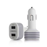Car Charger Aibocn 34A 17W Dual USB Port Car Charger Portable Travel Charger for Smartphoes and Tablets Fits iPhone 6S 6 Plus 5S 5C 5 4S iPad Ipod  Samsung Galaxy Tab OnePlus and More White