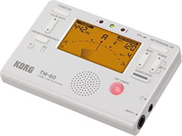 KORG KO-TM60CWH TM-60 Combo Tuner Metronome with LED Screen and CM-200 Contact Mic, White