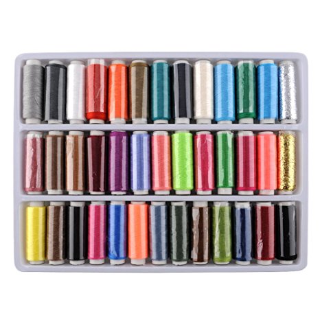 Soledi® High Quality 39pcs in One 39 Colors Polyester Excellent Sewing Textile Embroidery Thread Spools Machine Sewing Kit Set Hand Machine 164 Yard Multi Color Gift Hot