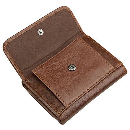 Men's RFID Blocking Genuine Leather Pocket Wallet 2 ID Window Snap Coin Pocket