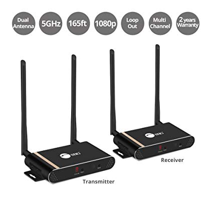 SIIG Dual Antenna Wireless Multi-Channel Expandable HDMI Extender with Loop-out Kit - 165ft/50m - up to 2-Transmitters x 2 Receivers Matrix - 10 Channels - up to 1080p Full HD with IR & Remote Control