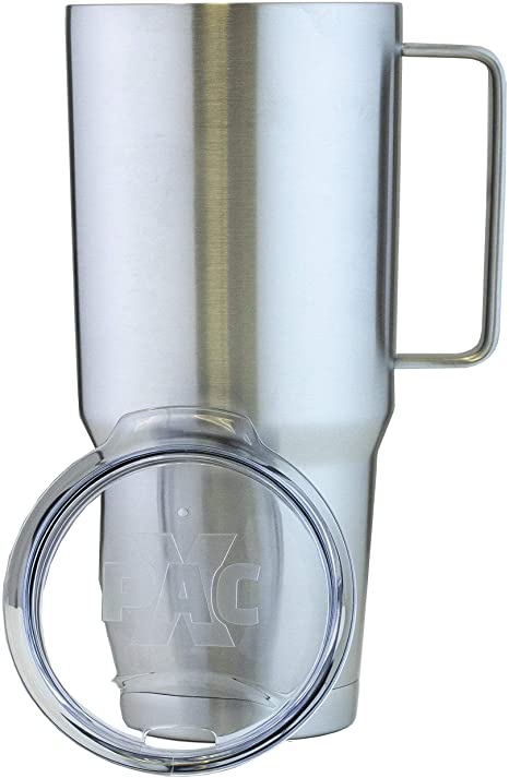 X-PAC by Maxam Double Vacuum Wall Stainless Steel Tumbler with Lid, 64 Ounce, Stainless Steel With Handle