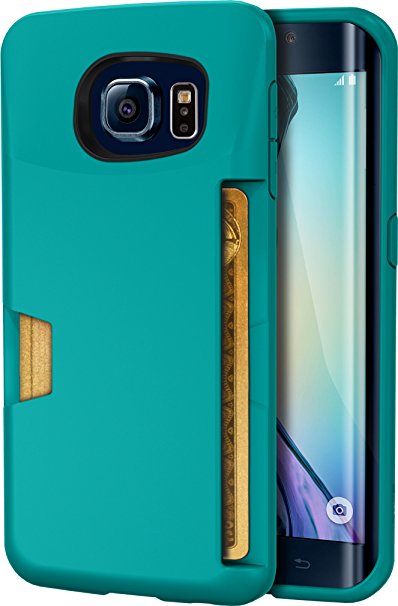 Galaxy S6 Edge Wallet Case - Vault Slim Wallet by Silk - Ultra Slim Protective Credit Card ID Cover (Pacific Green)