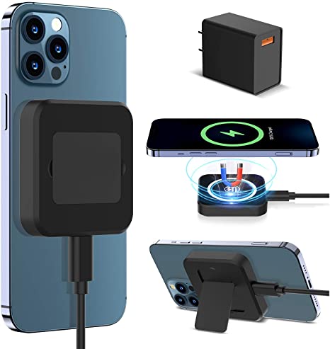 LK Magnetic Wireless Charger, Compatible with MagSafe Charger with Stand, Include Mini USB C PD Adapter, 15W Fast Charger Compatible with iPhone 12/12 Pro / 12 Mini / 12 Pro Max