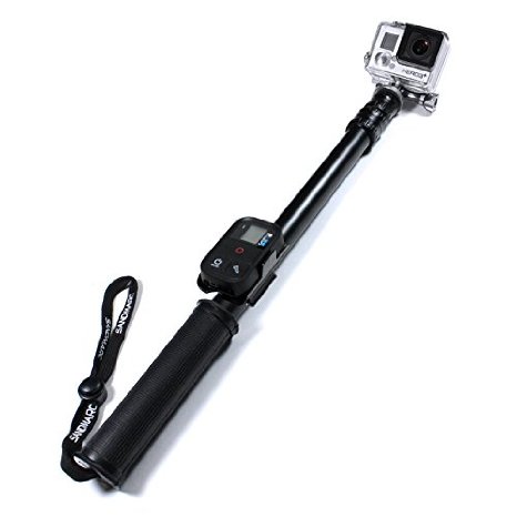 SANDMARC® Pole - Metal Edition: All-Aluminum 17-40" Waterproof Extension Pole (Stick) with Remote Clip for GoPro Hero 4, Session, Black, Silver, Hero  LCD, 3 , 3, 2, & HD Cameras - Lifetime Warranty