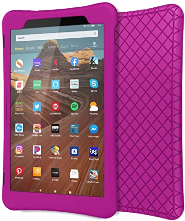 MoKo Case for All-New Fire HD 10 Tablet (7th Generation/9th Generation, 2017/2019 Release), Shockproof Soft Silicone Back Cover [Kids Friendly] for Fire HD 10.1", Fuchsia