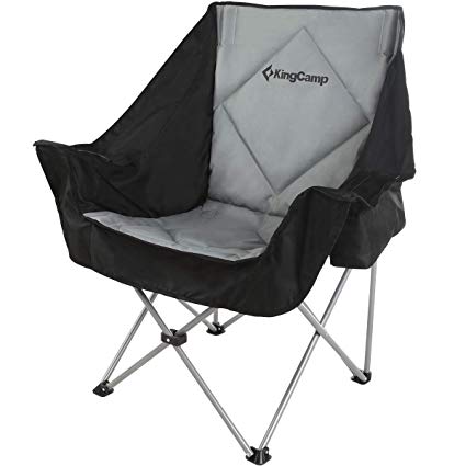 KingCamp Oversize Camping Folding Sofa Chair Padded Seat with Cooler Bag and Armrest Cup Holder