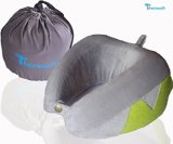 Therasoft Travel Pillow Premium Neck Pillow Memory Foam Filling Removable Washable Cover - U-shape Airplane Pillow - Convenient Phone Holder- Includes Travel Storage Bag