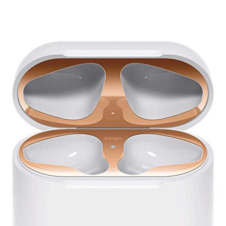 elago Dust Guard for AirPods [Rose Gold][2 Sets] - [18K Gold Plating][Protect AirPods from Iron/Metal Shavings][Luxurious Looking][Must Watch Installation Video]