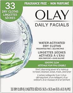 Olay Daily Facials Sensitive Cleansing Cloths, Fragrance-Free, 33 Count