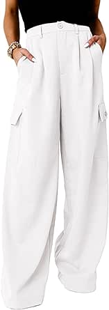 Dokotoo Womens High Waisted Wide Leg Cargo Pants Baggy Casual Work Pants with 4 Pockets