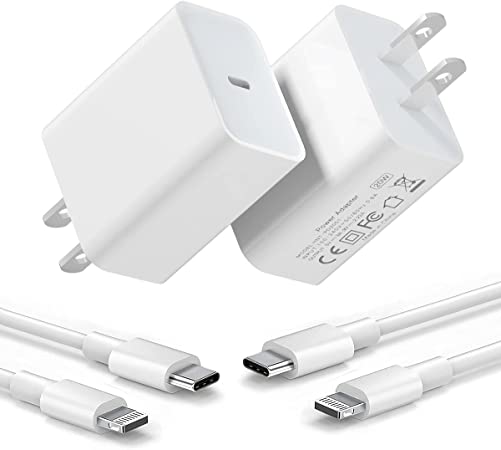 [2-Pack] iPhone Fast Charger, 20W USB C Wall Charger with MFi Certified 6.6FT Charger Cable Type C Charger Adapter Compatible with iPhone 12/12 Mini/12 Pro Max/11 Pro Max/XS Max/XS/XR/X,iPad Pro